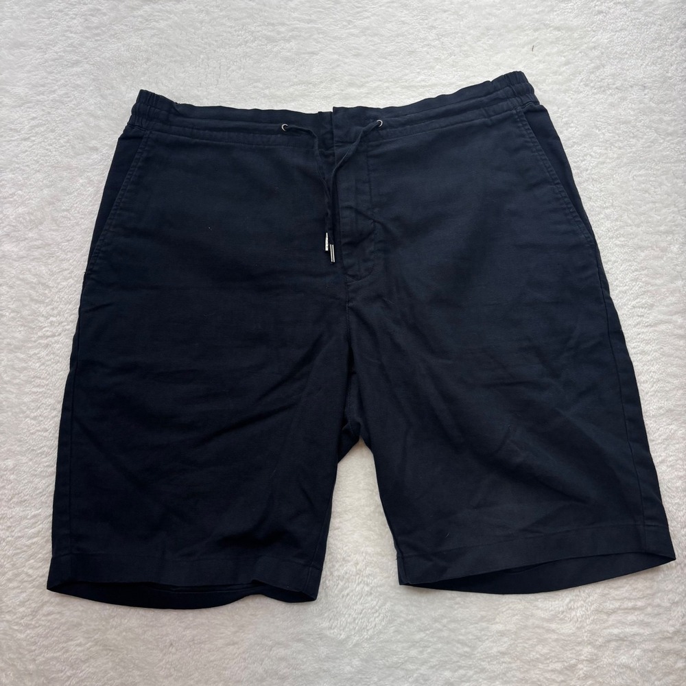Barbour Mens Navy Blue Linen Blend Drawstring Chino Shorts MST0007NY36 Size 36